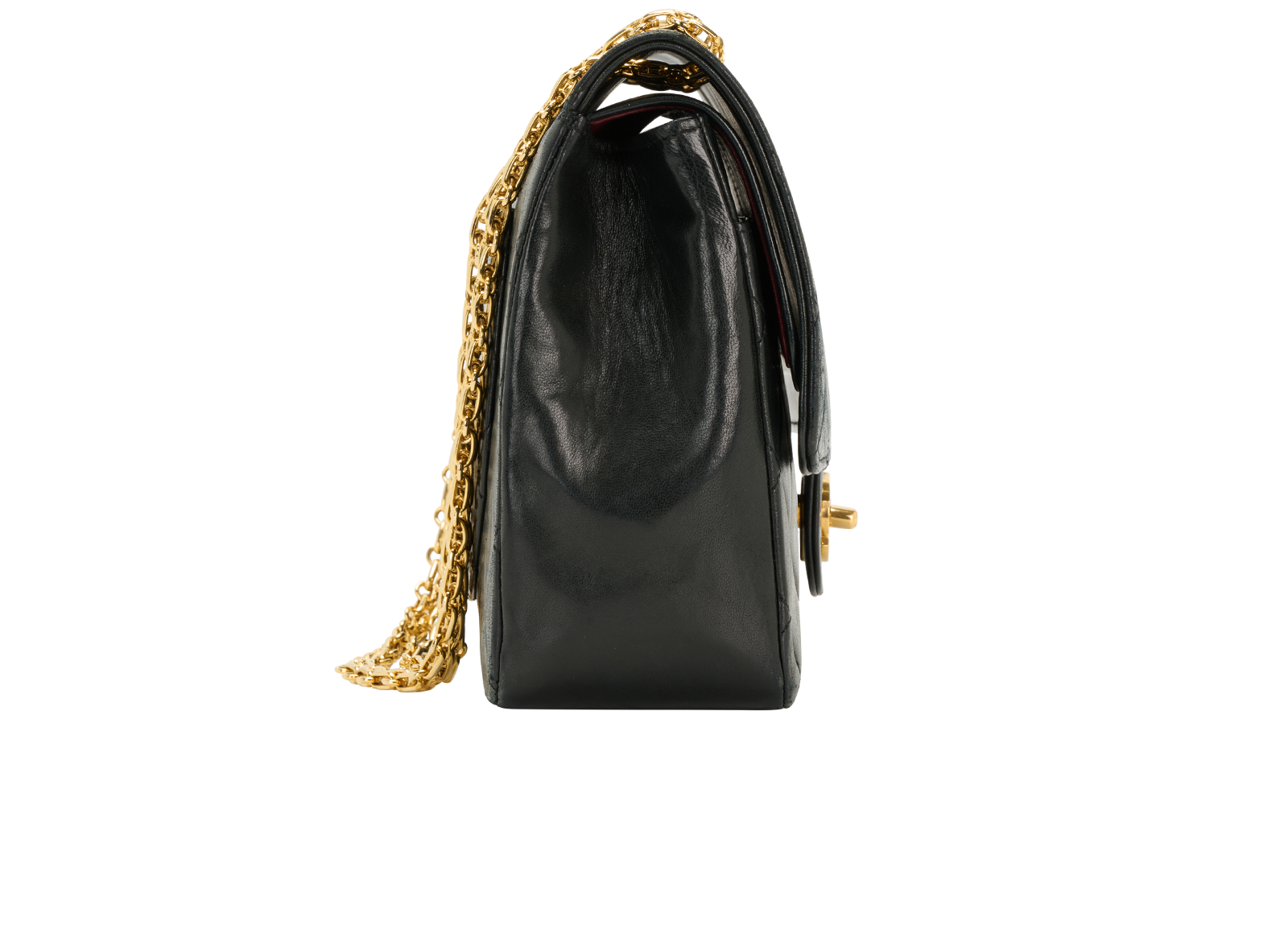 Medium Classic Double Flap, &pound;4,200, Handbags, Black, Lambskin Leather, Side view